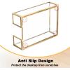 BTSKY Golden Glass Sticky Note Holder for 3×3 Inch Sticky Notes, Elegant Post It Note Dispenser with Non-Slip Pads Clear Notepad Holder for Desk Organization Planning, Home Office Decor(4”x6”)