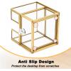 BTSKY Golden Glass Sticky Note Holder for 3×3 Inch Sticky Notes, Elegant Post It Note Dispenser with Non-Slip Pads Clear Notepad Holder for Desk Organization Planning, Home Office Decor(3.8″ x 3.7″)