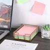 BTSKY Golden Glass Sticky Note Holder for 3×3 Inch Sticky Notes, Elegant Post It Note Dispenser with Non-Slip Pads Clear Notepad Holder for Desk Organization Planning, Home Office Decor(4”x6”)