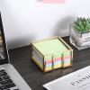 BTSKY Golden Glass Sticky Note Holder for 3×3 Inch Sticky Notes, Elegant Post It Note Dispenser with Non-Slip Pads Clear Notepad Holder for Desk Organization Planning, Home Office Decor(3”x3”)