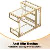 BTSKY Golden Glass Sticky Note Holder for 3×3 Inch Sticky Notes, Elegant Post It Note Dispenser with Non-Slip Pads Clear Notepad Holder for Desk Organization Planning, Home Office Decor(3”x3” with Slot)