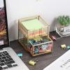 BTSKY Golden Glass Sticky Note Holder for 3×3 Inch Sticky Notes, Elegant Post It Note Dispenser with Non-Slip Pads Clear Notepad Holder for Desk Organization Planning, Home Office Decor(3.8″ x 3.7″)