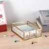 BTSKY Golden Glass Sticky Note Holder for 3×3 Inch Sticky Notes, Elegant Post It Note Dispenser with Non-Slip Pads Clear Notepad Holder for Desk Organization Planning, Home Office Decor(4”x6”)