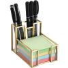 BTSKY Golden Glass Sticky Note Holder for 3×3 Inch Sticky Notes, Elegant Post It Note Dispenser with Non-Slip Pads Clear Notepad Holder for Desk Organization Planning, Home Office Decor(3”x3” with Slot)
