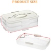 BTSKY Plastic Food Storage Container with lids, Dumpling Storage Box, Cookie Carrier Cookie Sheet with Lid, Portable Large Food Container for Snack, Fruit, Vegetables, Meat, Wontons(2-Layer, White)
