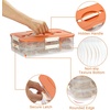 BTSKY Plastic Food Storage Container with lids, Dumpling Storage Box, Cookie Carrier Cookie Sheet with Lid, Portable Large Food Container for Snack, Fruit, Vegetables, Meat, Wontons(2-Layer, Orange)
