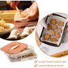 BTSKY Plastic Food Storage Container with lids, Dumpling Storage Box, Cookie Carrier Cookie Sheet with Lid, Portable Large Food Container for Snack, Fruit, Vegetables, Meat, Wontons(2-Layer, Orange)