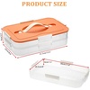 BTSKY Plastic Food Storage Container with lids, Dumpling Storage Box, Cookie Carrier Cookie Sheet with Lid, Portable Large Food Container for Snack, Fruit, Vegetables, Meat, Wontons(2-Layer, Orange)