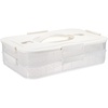 BTSKY Plastic Food Storage Container with lids, Dumpling Storage Box, Cookie Carrier Cookie Sheet with Lid, Portable Large Food Container for Snack, Fruit, Vegetables, Meat, Wontons(2-Layer, White)