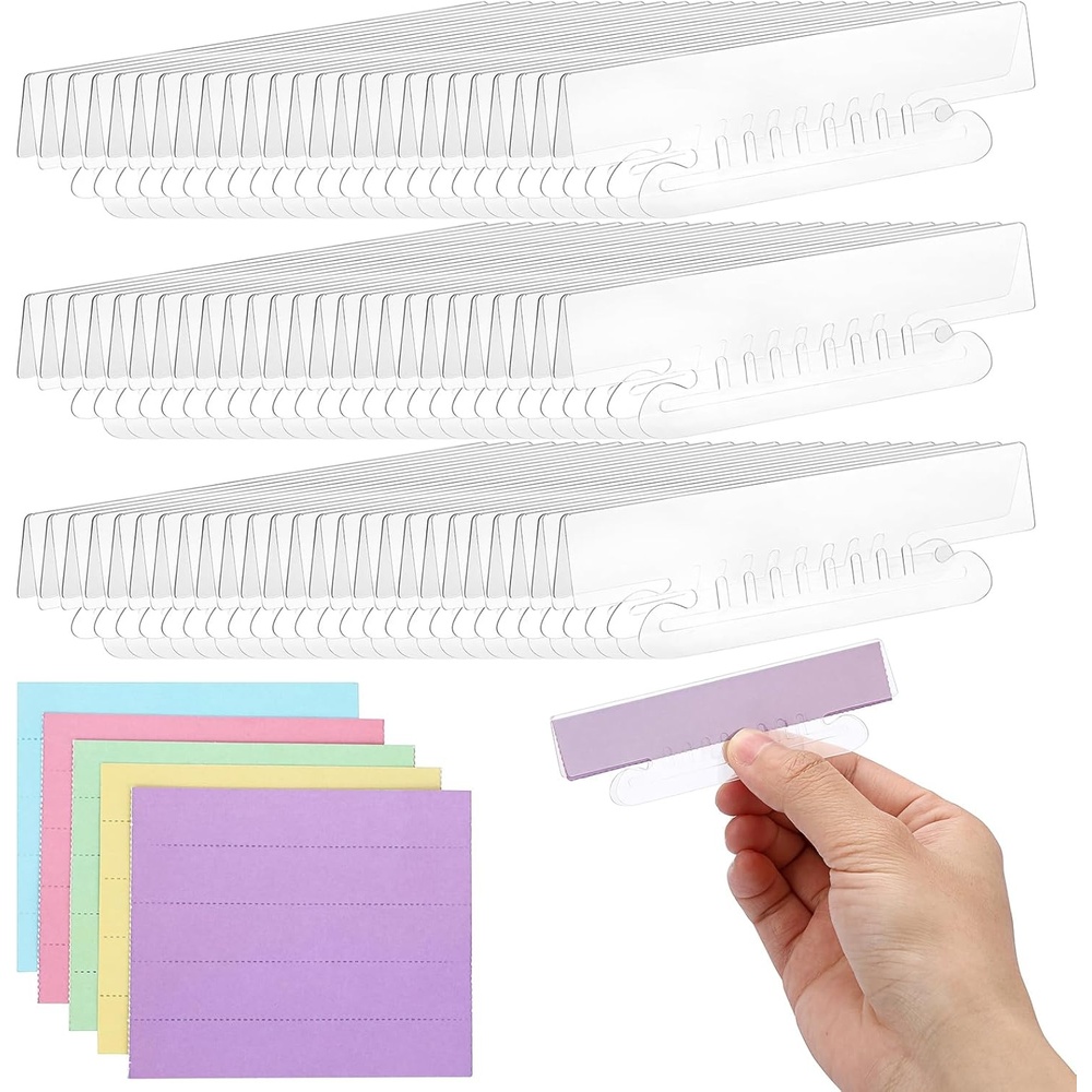 image:imageBTSKY 41 Inch Clear Plastic Modern Hanging File Folders with 75 Pcs Insertable Tabs and Colored Paper Inserts