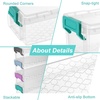 BTSKY 1 Pack Long Plastic Storage Box for Pencils, Clear Marker Organizer Stackable Storage Box for Painting Brushes, Painting Brush Container with Snap-tight Lid for Drawing Tools Small Items (Blue)(Green)