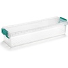 BTSKY 1 Pack Long Plastic Storage Box for Pencils, Clear Marker Organizer Stackable Storage Box for Painting Brushes, Painting Brush Container with Snap-tight Lid for Drawing Tools Small Items (Blue)(Green)