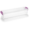 BTSKY 1 Pack Long Plastic Storage Box for Pencils, Clear Marker Organizer Stackable Storage Box for Painting Brushes, Painting Brush Container with Snap-tight Lid for Drawing Tools Small Items (Blue)(Purple)
