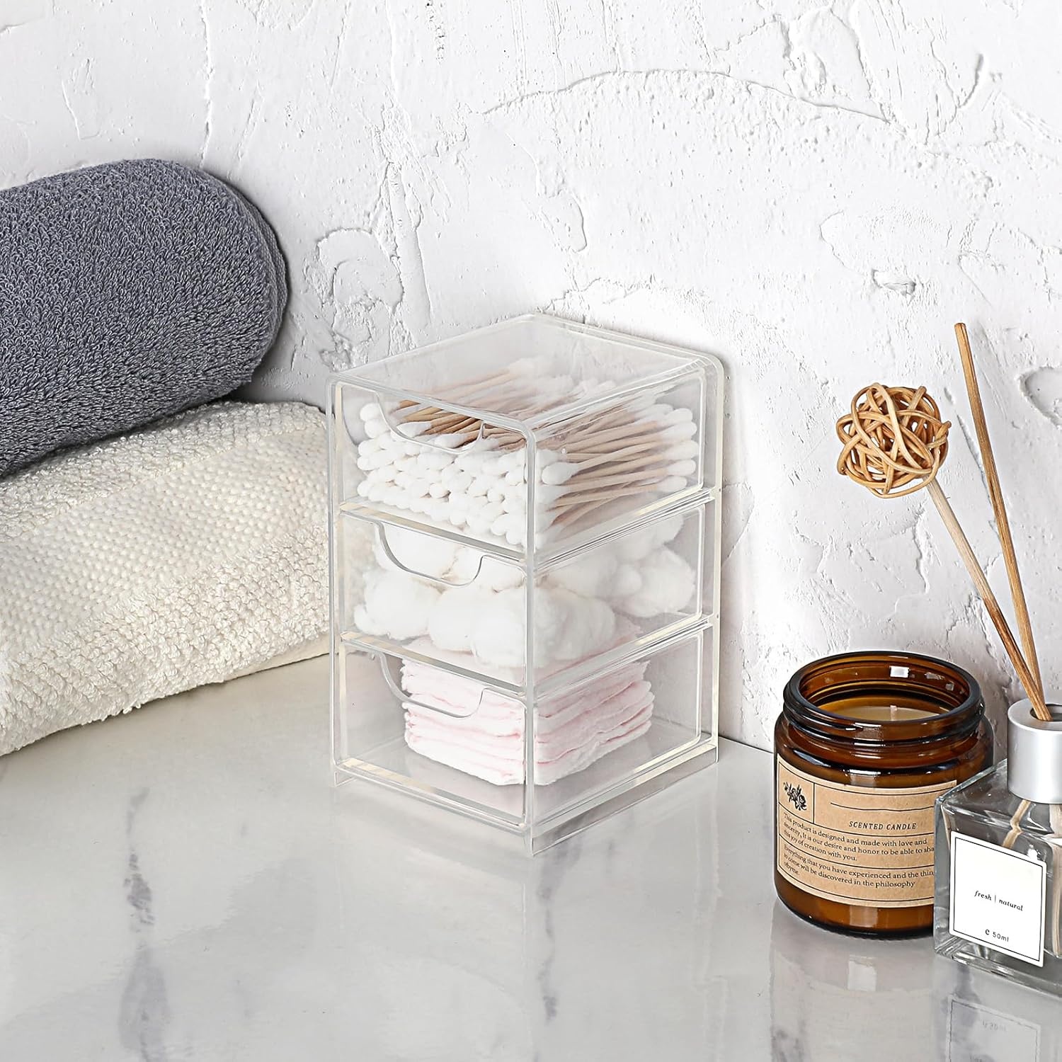 image:imageBTSKY 1 Pack Small Acrylic Storage Organizer with Drawers 3Layer Clear Desktop Organizer for Office Supplies Mini Storage Box with Drawers for Desk Desktop Makeup Drawer Jewelry Storage BoxClear