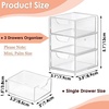 BTSKY 1 Pack Small Acrylic Storage Organizer with Drawers, 3-Layer Clear Desktop Organizer for Office Supplies Mini Storage Box with Drawers for Desk, Desktop Makeup Drawer Jewelry Storage Box(Clear)